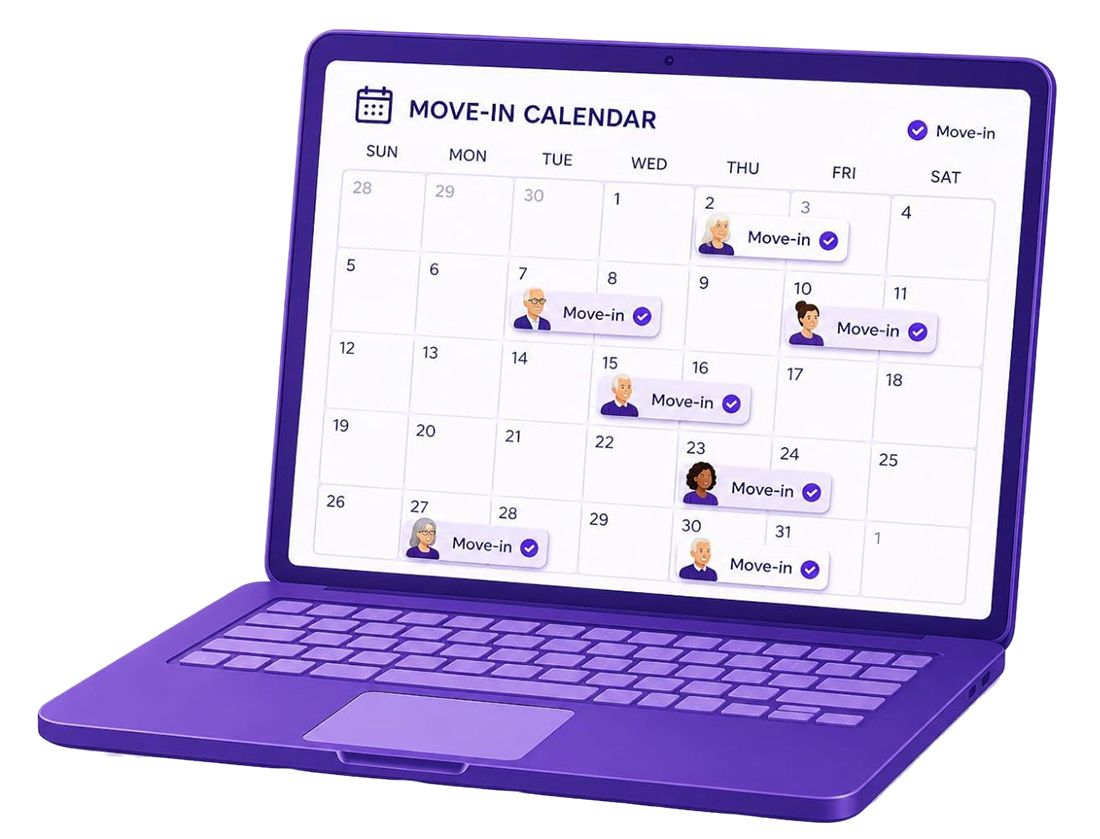 laptop shows move-in calendar